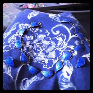 Norwegian blue enamel on sterling Set.